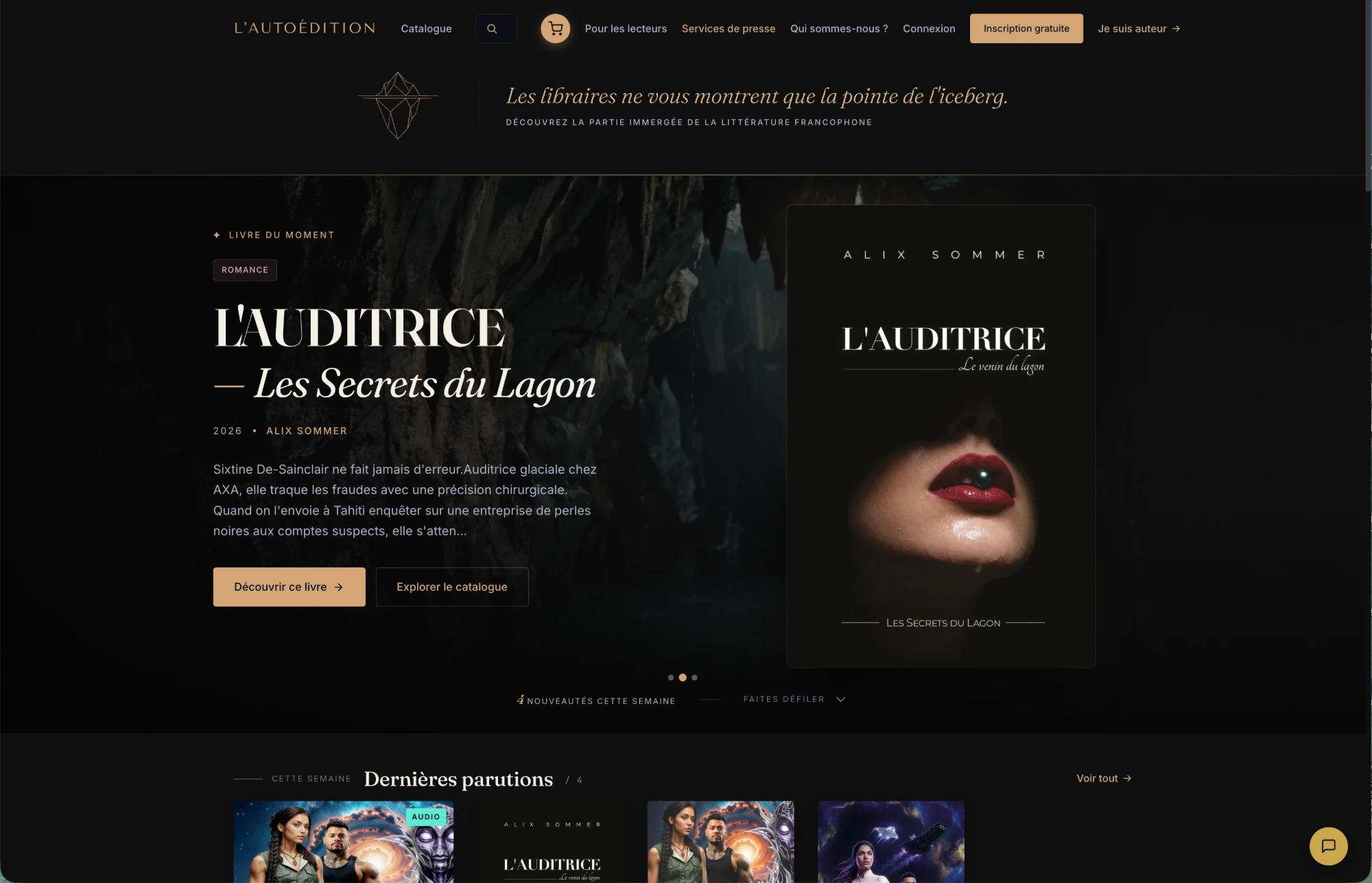 Aperçu du site L'Autoédition, portail lecteurs