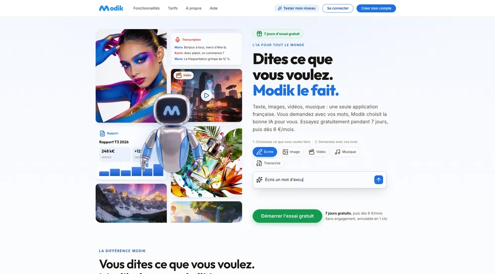 Aperçu du site Modik
